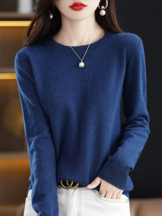 Merino Wool Elegant Cashmere Jumper Tops