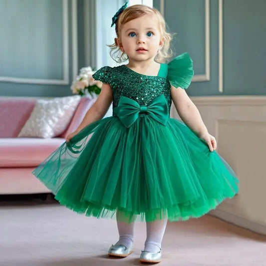 Princess Sequins Baptism Luxury Dress