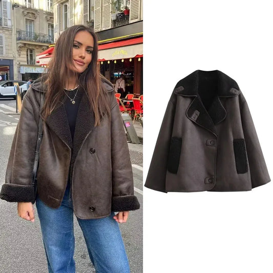 Woman Thick Faux Leather Jackets