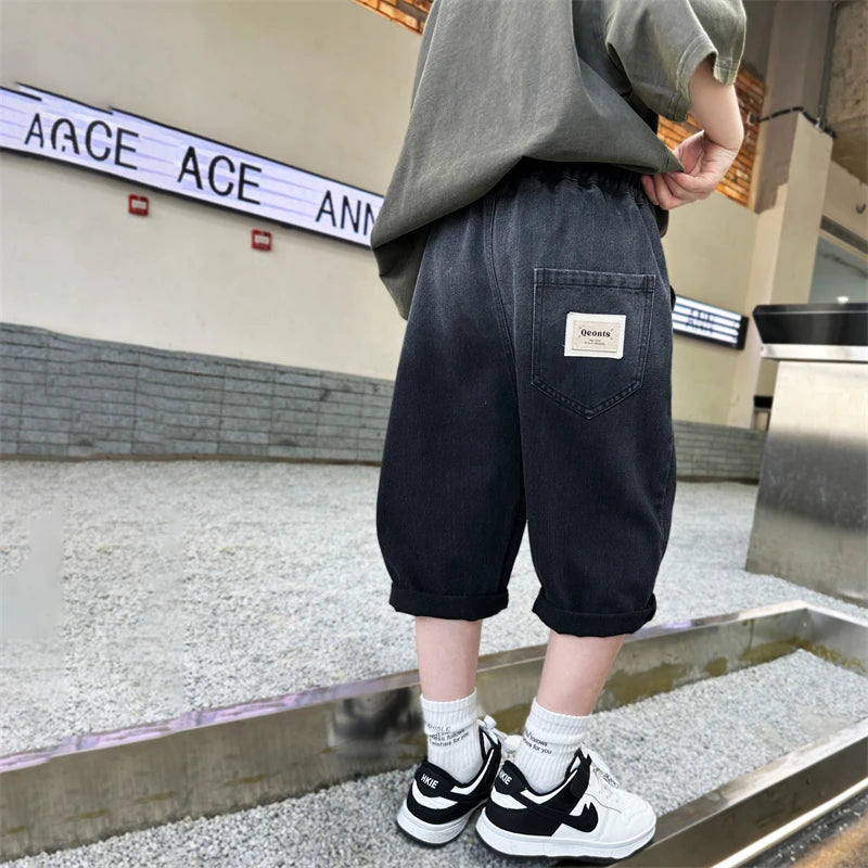 Boys gradient denim mid-trousers