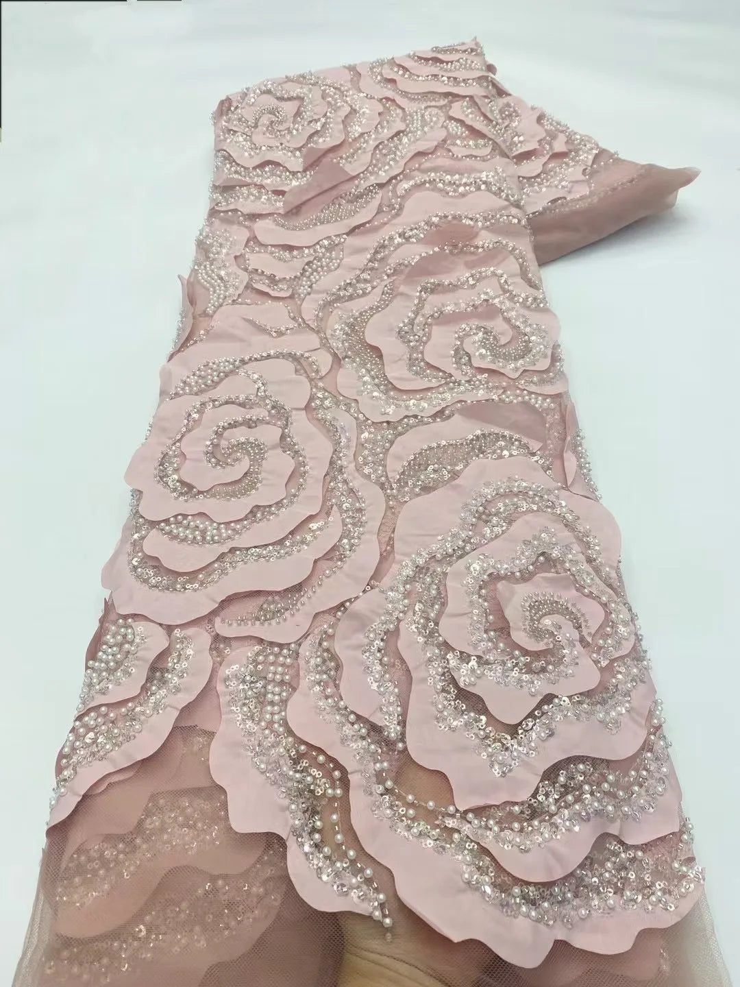 African Nigerian Groom Lace Fabric With Sequin,Hig-End Luxury Embeoidery,Heavy Fabric For Wedding Dress Party,Black