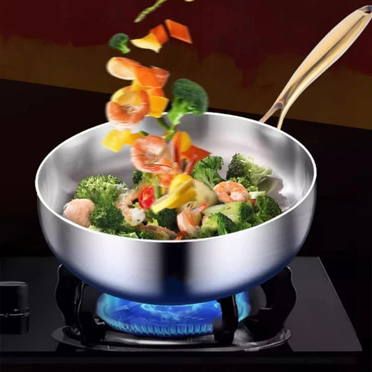 316 Stainless Steel Deep Frying Wok Pan Nonstick Cooking Fried Steak Gas Stove Pot Induction General Kitchen Cookware Saucepan
