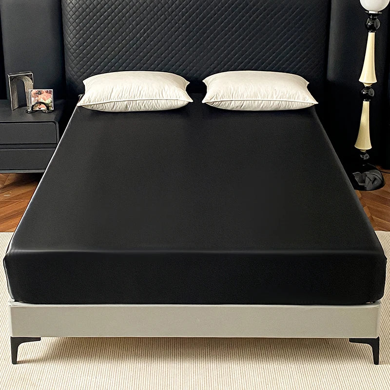 Satin Elastic Fitted Sheet Solid Mattress Cover