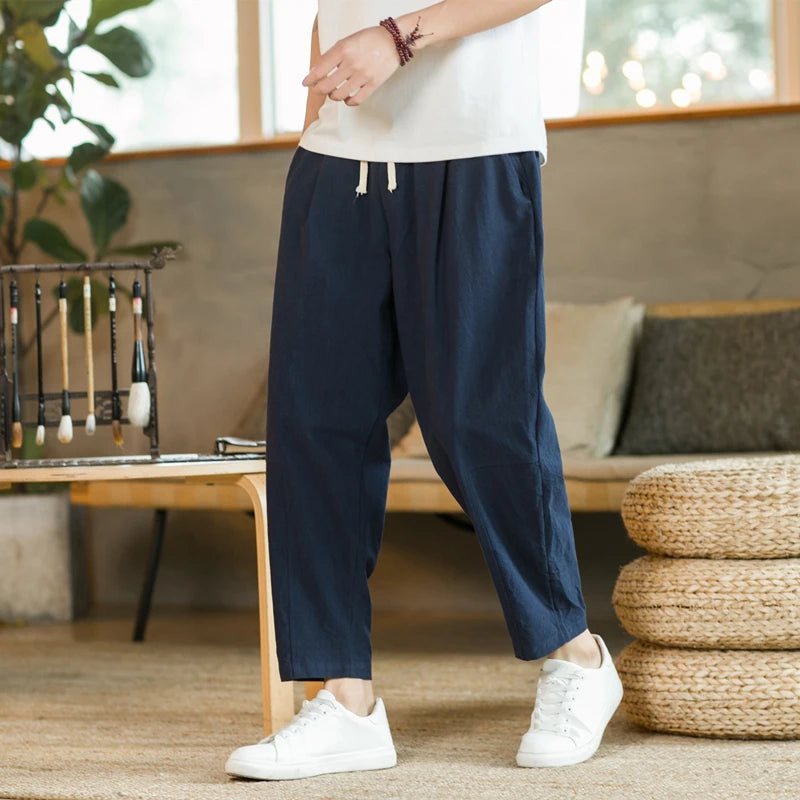 Men's Cotton Linen Breathable trousers casual wear