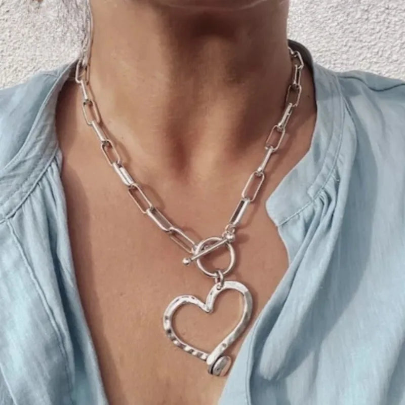 Simple Punk Big Love Pendant Necklace