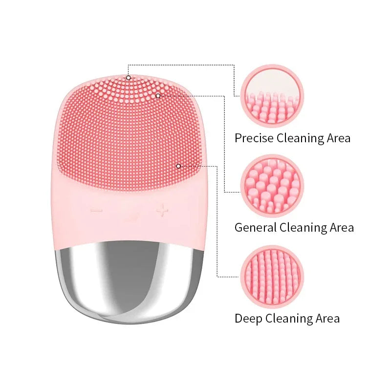 Electric Facial Cleansing Brush Silicone Sonic Face Cleaner Deep Pore Cleaning Skin Massage Intelligent Cleansing Brush Device