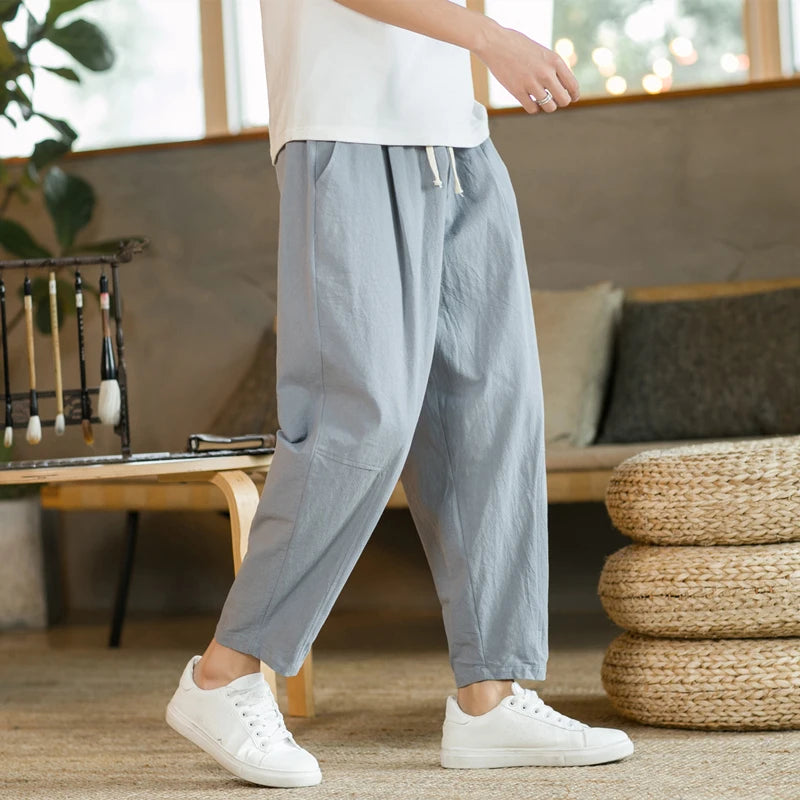Men's Cotton Linen Breathable trousers casual wear