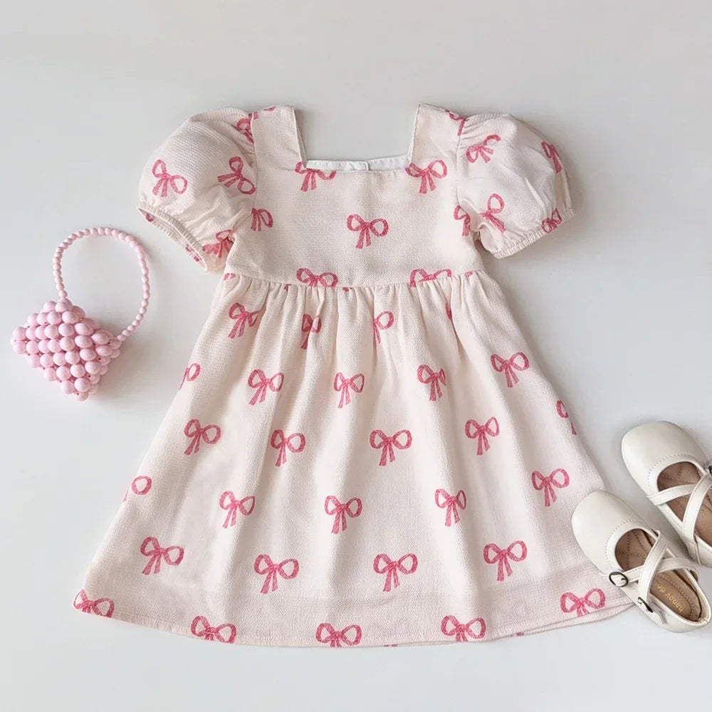 Bear Leader New Bow Print Casual Dresses