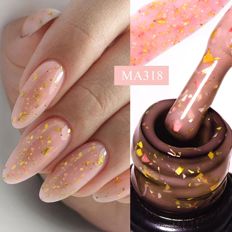 Gold Foil Glitter Rubber Base Nail Gel Polish