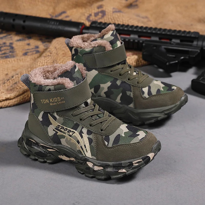 Winter Camouflage Faux Fur Boots For Kids