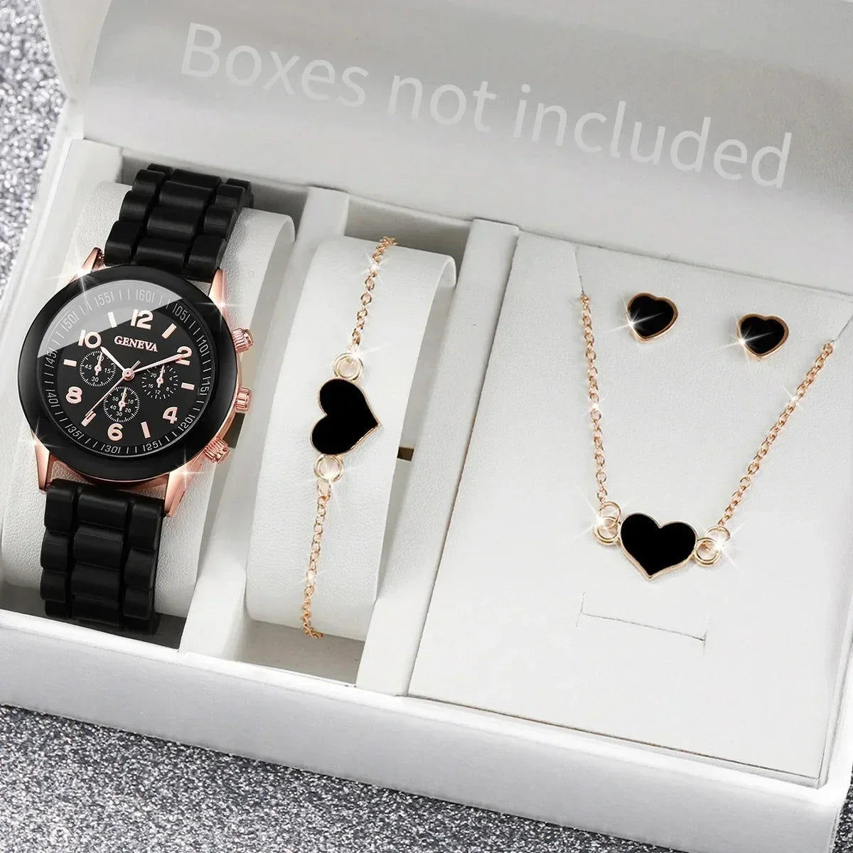 Fashion Watches Heart Jewelry Set