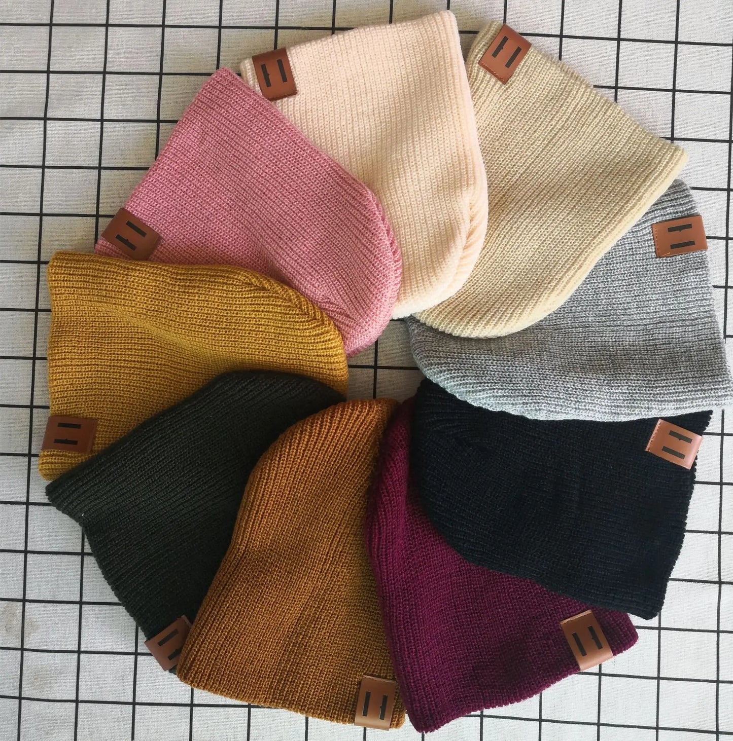 Baby Knit Beanie Cap with Leather Label