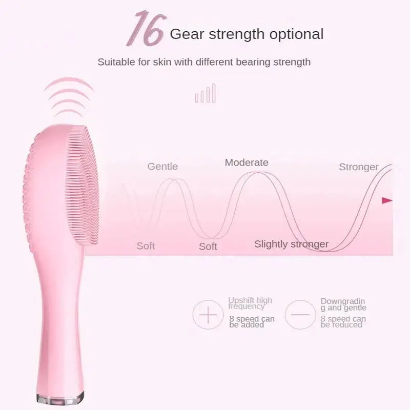 Electric Facial Cleansing Brush Deep Pore Cleaning Sonic Vibration Waterproof Acne Blackhead Remover Pore Cleaner Silicone