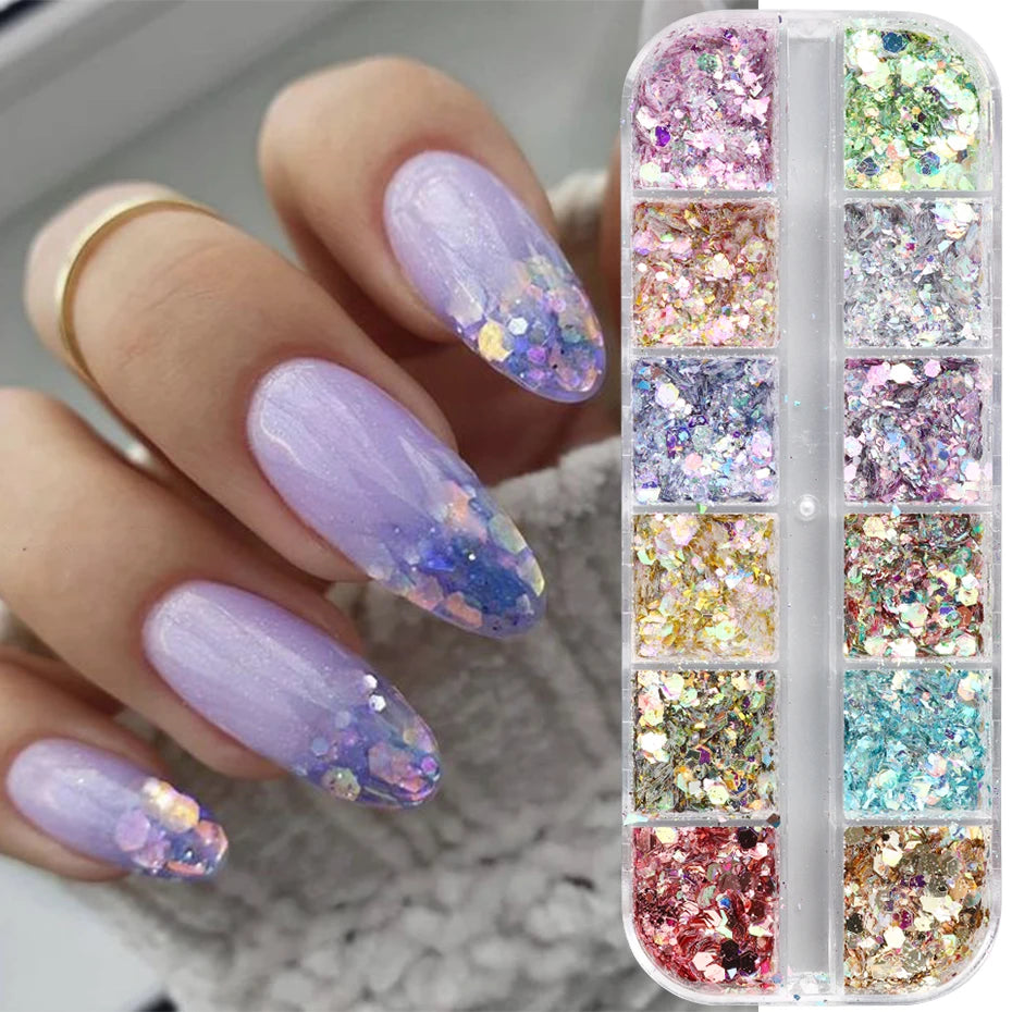 Iridescent Mixed Hexagon Nail Glitter