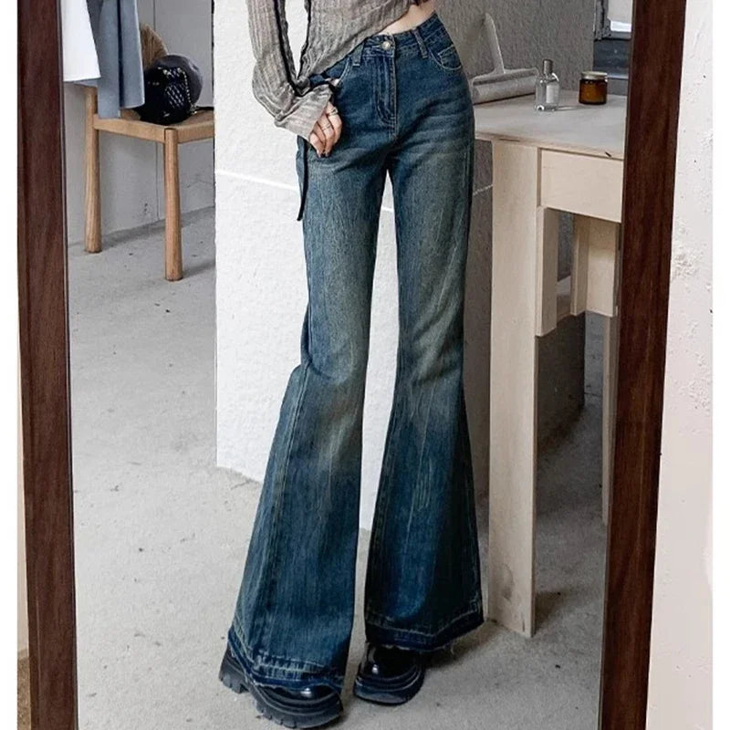 Denim Flare Fit Bell Bottom Lady Fashion Pant Trouser