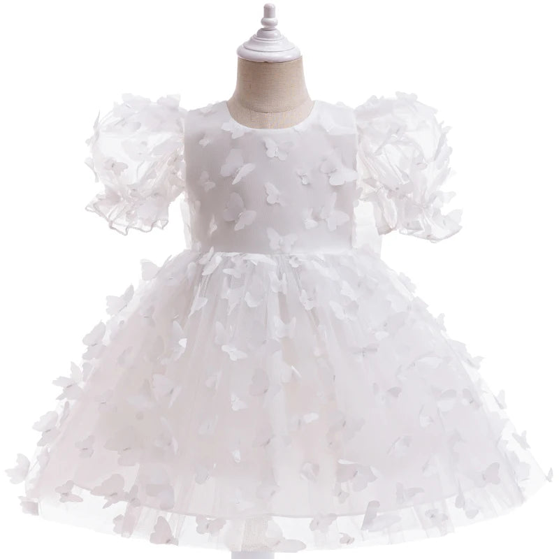 Three-dimensional butterfly Bubble sleeve princess dress