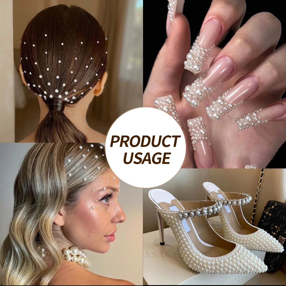 Half Round Pearls Beads 3 D Nail Charms