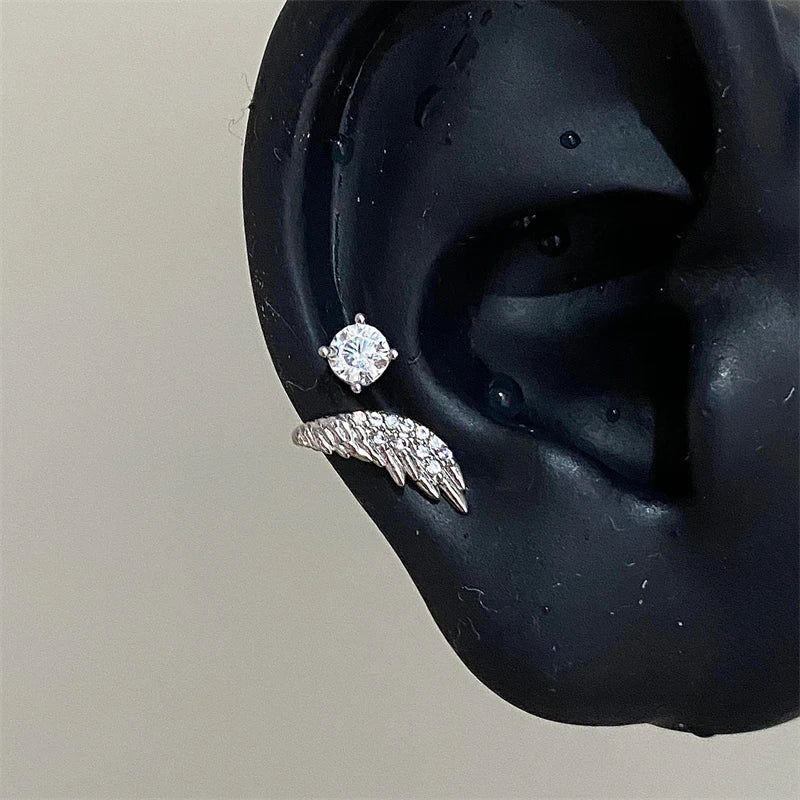 Silver Color Wing Stainless Steel Earring