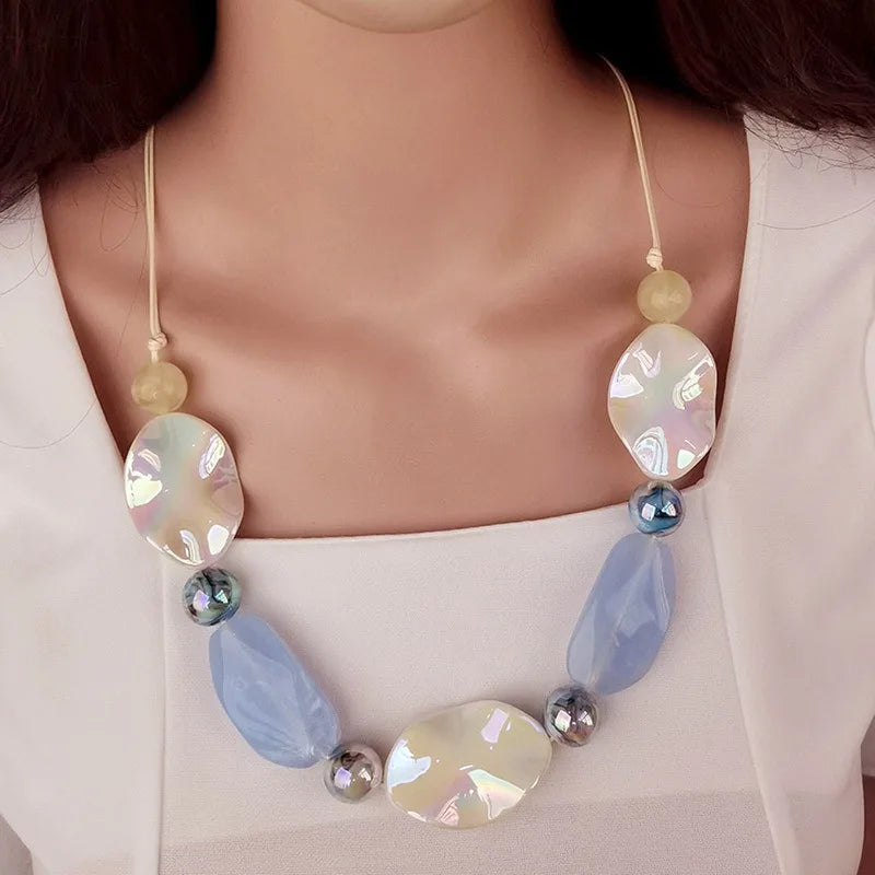 Rope Chain Acrylic Beads Statement Necklace