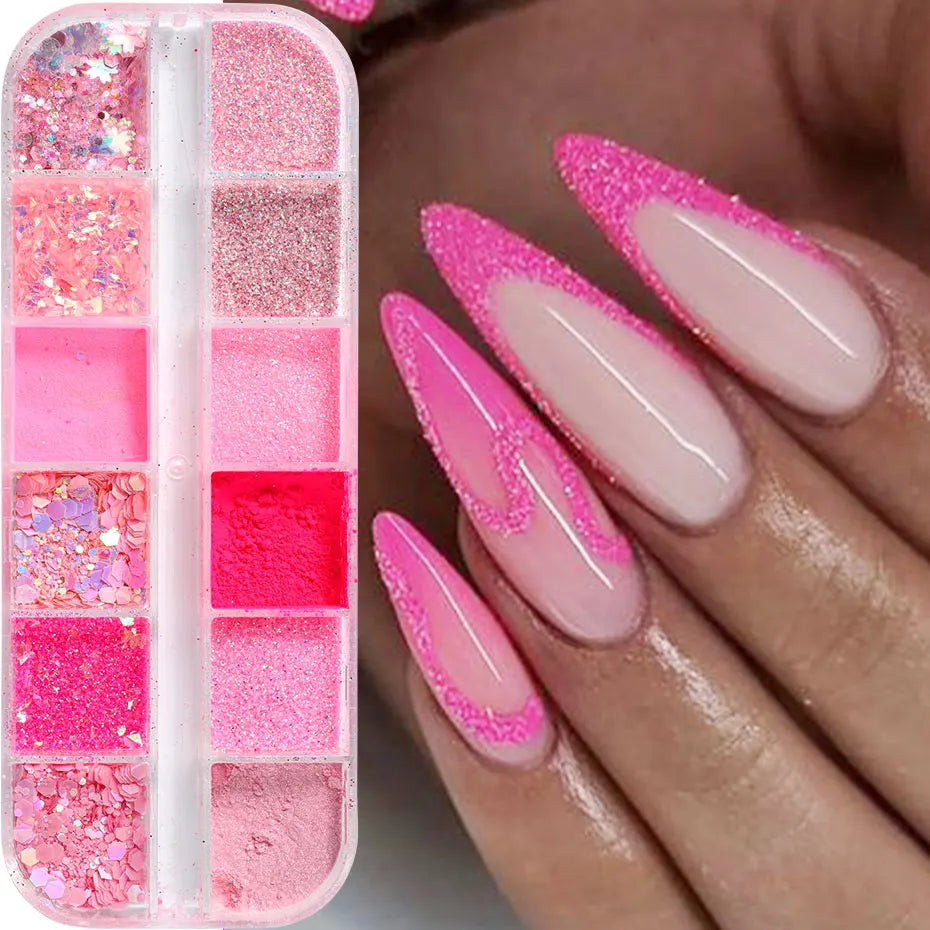 Pink Glitter Nail Powder