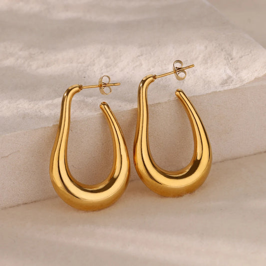 Hollow Curve Big Hook Hoop Earrings