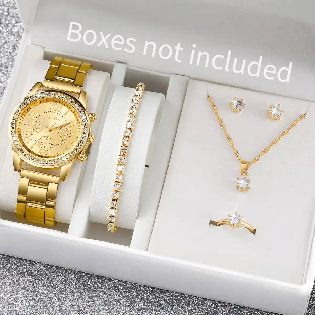 Fashion Rhinestone Women Watch+Jewelry