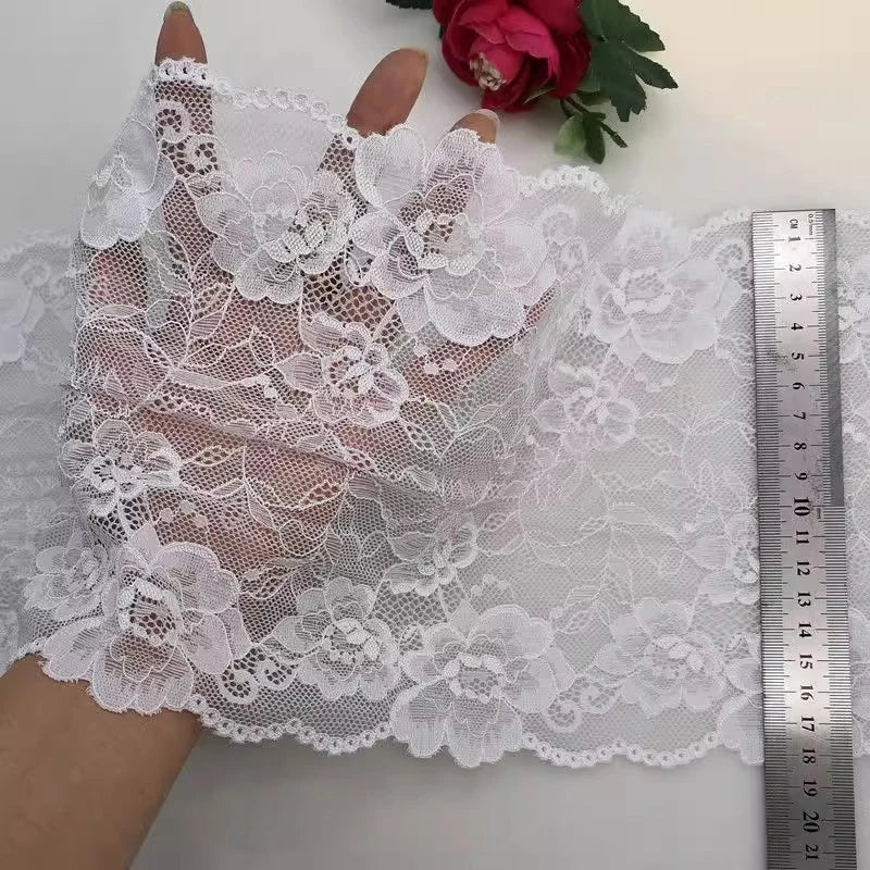 2 Yards Black and White Lace Fabric Flower Lace DIY Sleeve Skirt Decoration Clothing Accessories 18CM Wide