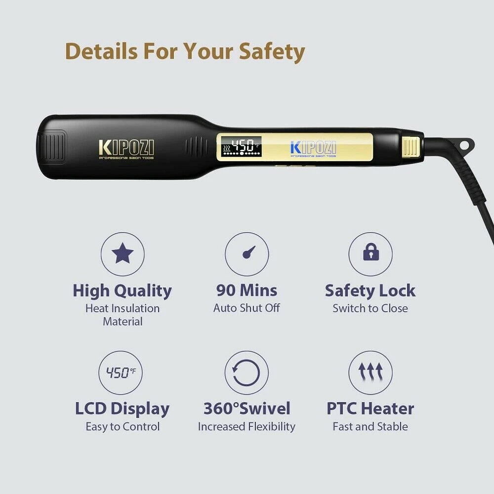 Titanium Flat Iron Hair Straightener LCD Display
