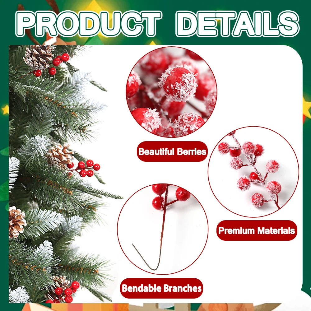 20 PCS Artificial Fruit Snow Frosted Tree Decorations