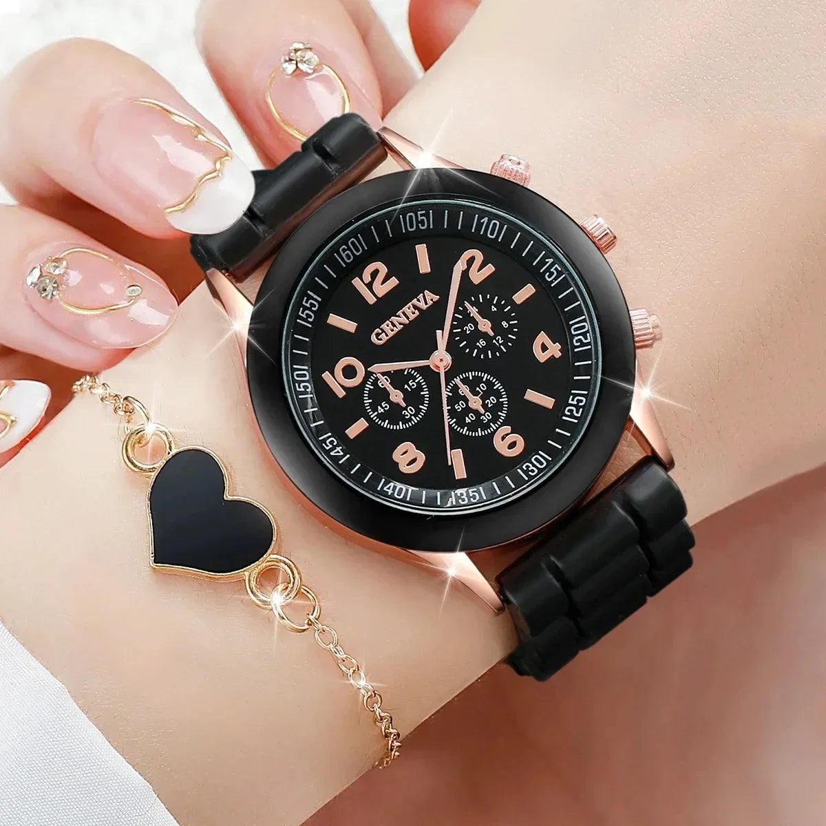 Fashion Watches Heart Jewelry Set