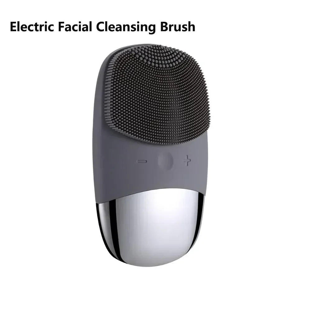 Electric Facial Cleansing Brush Silicone Sonic Face Cleaner Deep Pore Cleaning Skin Massage Intelligent Cleansing Brush Device
