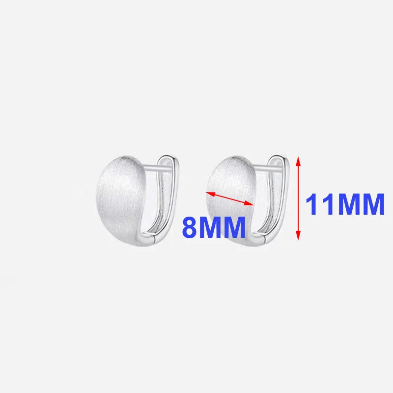 Silver Brushed Curved Surface Mini Hoop Earrings