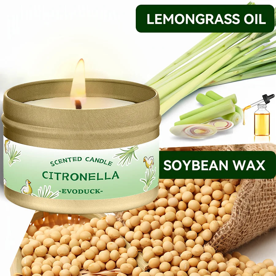 Premium Citronella Scented Candles – 3 Oz High-Quality Soy Wax, Lemongrass & Citronella Essential Oil, Portable & Easy to Use