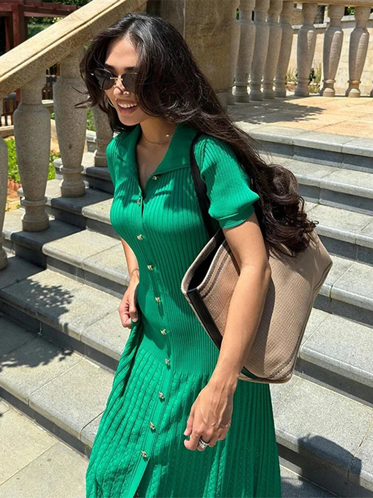 Trendy Elegant Knitted Solid Single Breasted Short