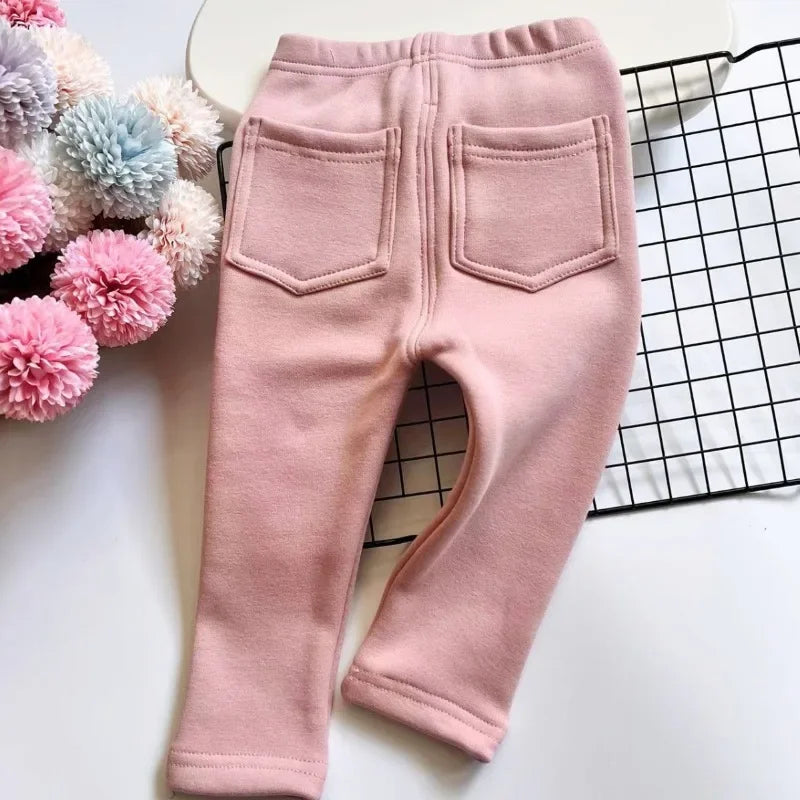 Children's Thin velvet Elastic Belt Jeans