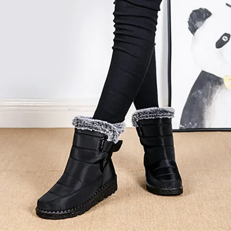 Waterproof  Faux Fur Warm Cotton Couples Ankle Boots