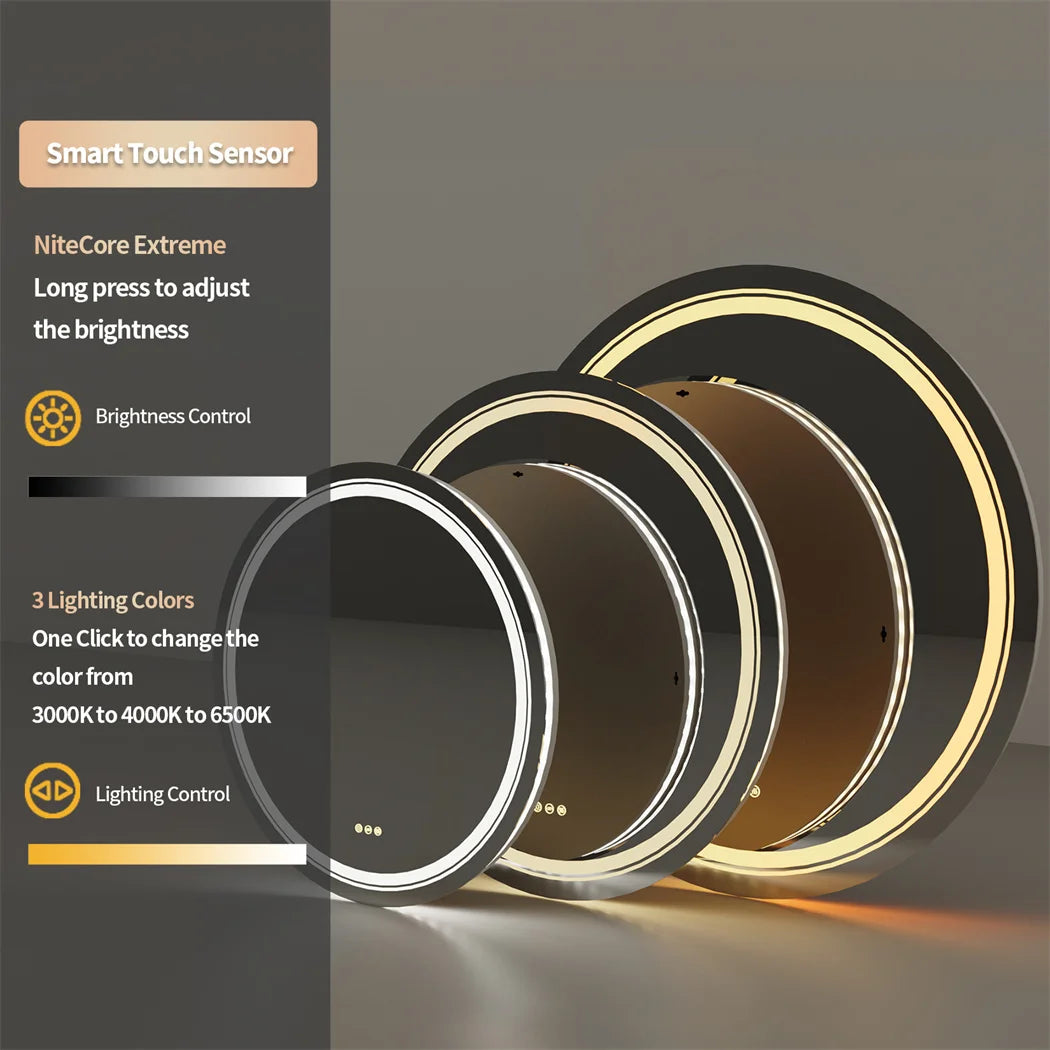 Round Smart Waterproof Mirror with Touch Screen