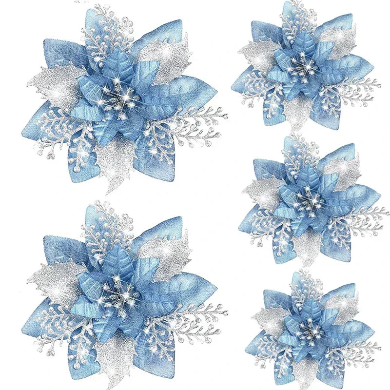 Glitter Artificial Christmas Flowers