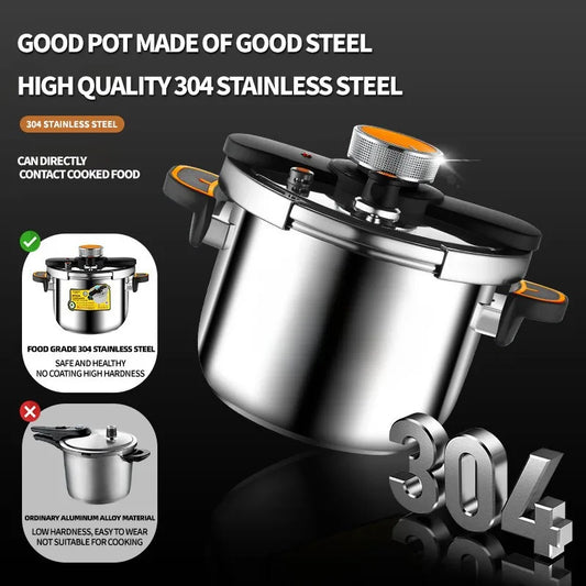 New Stainless Steel Pressure Cooker for Home Use - Small Size Explosion-Proof Pot Compatible with Gas & Induction Cooktops