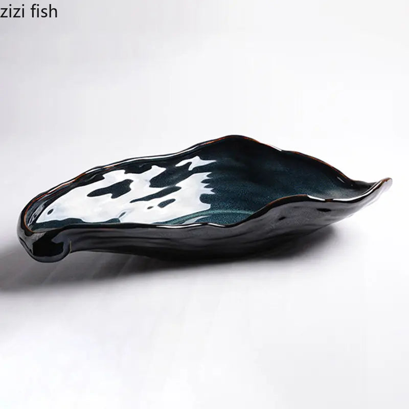 Creative Sashimi Ice Plate Oyster Ceramic Plate Residual Table Decoration Hotel Service Tableware Kitchen Storage Supplies