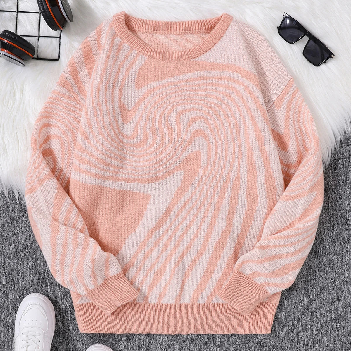 Jacquard Pattern Casual Knitted sweater
