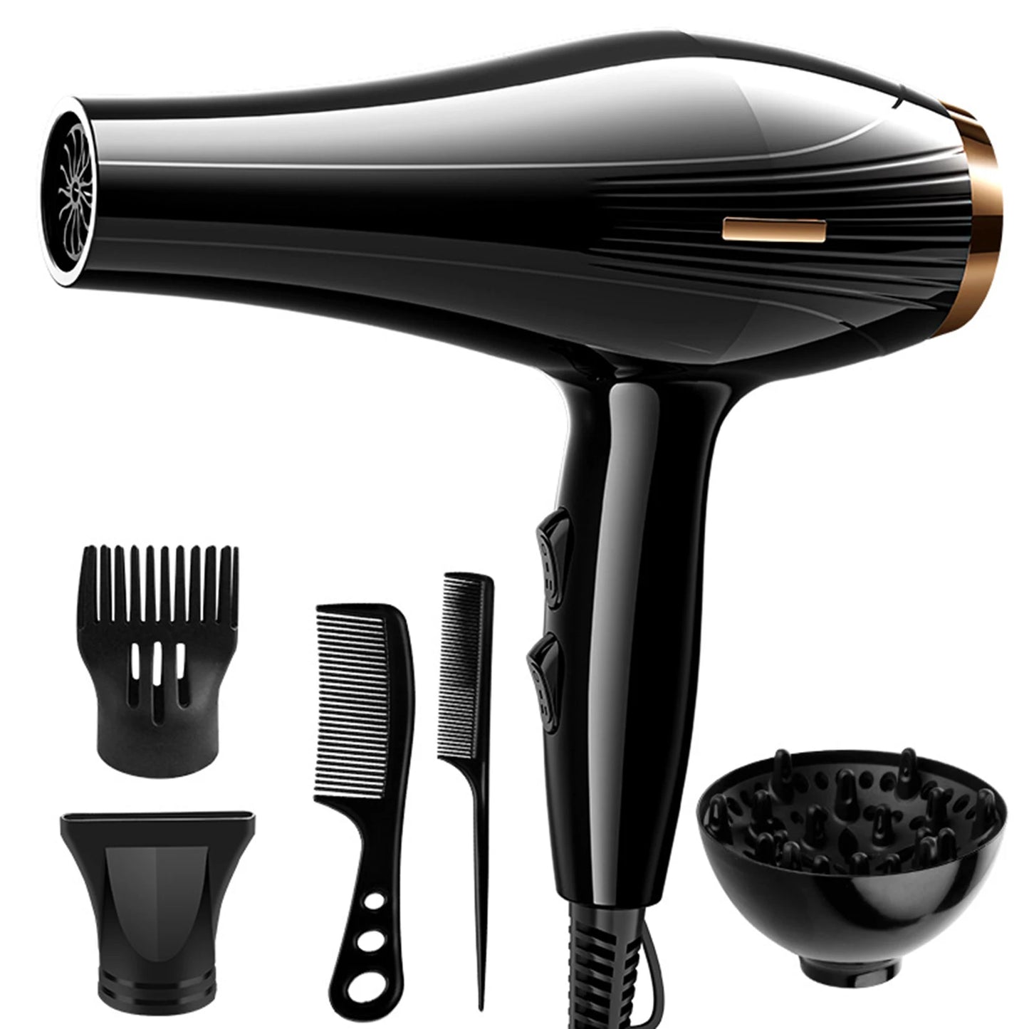 6 In 1 High-Powered Low Noise Hair Dryer Powerful Fast Dry Hot Cold Wind Hair Dryer For Home Travel Hair Styling