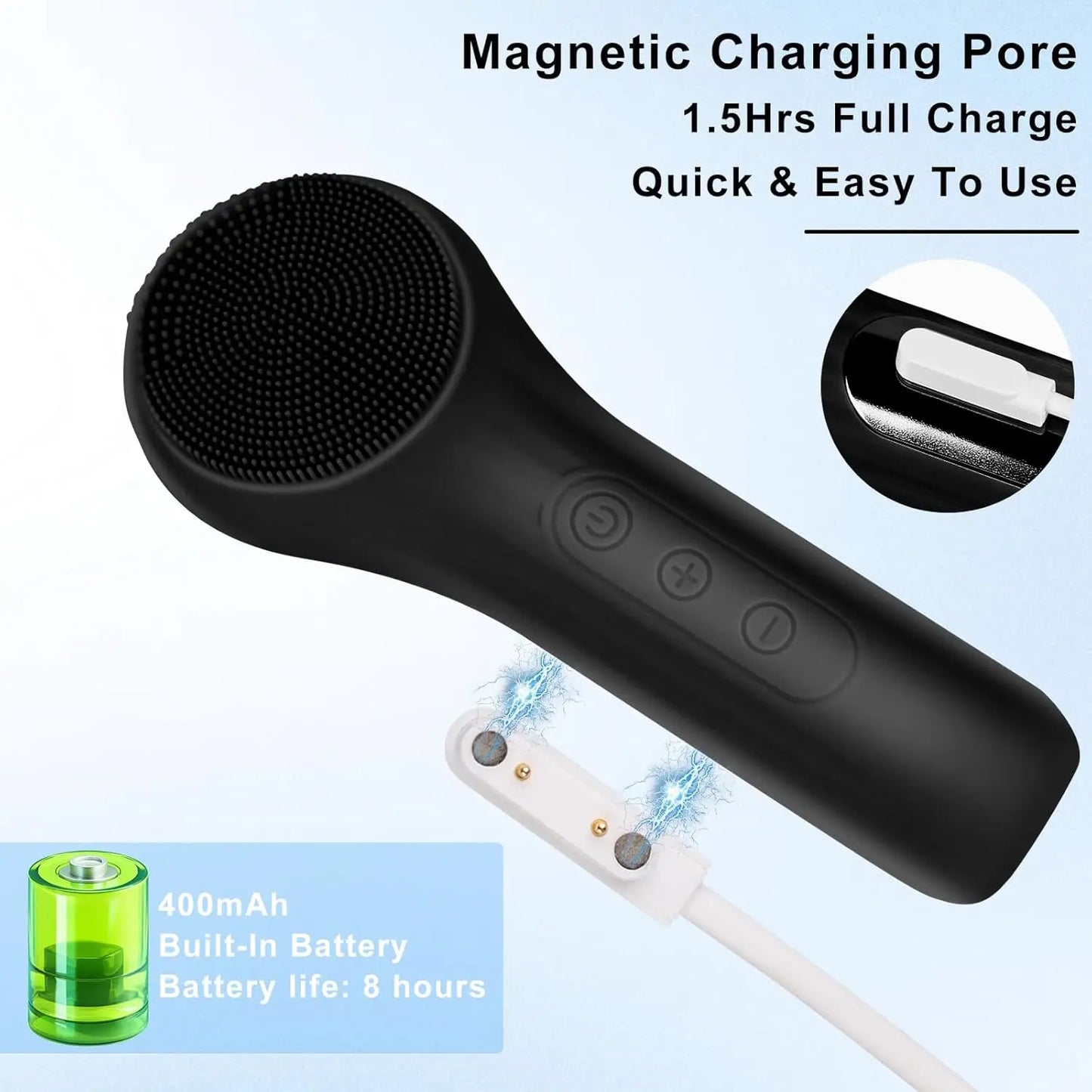 Electric Silicone Face Scrubber Device Sonic Facial Cleansing Wash Brush for Men Women Rechargeable Face Exfoliator for Massage