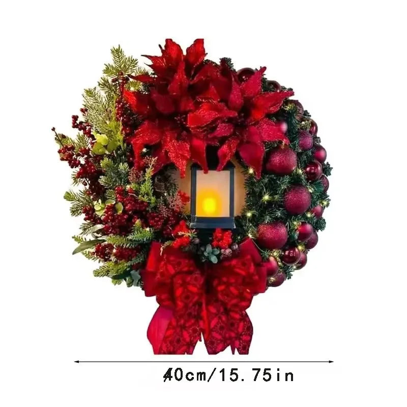 Christmas Wreath With Lantern Front Door