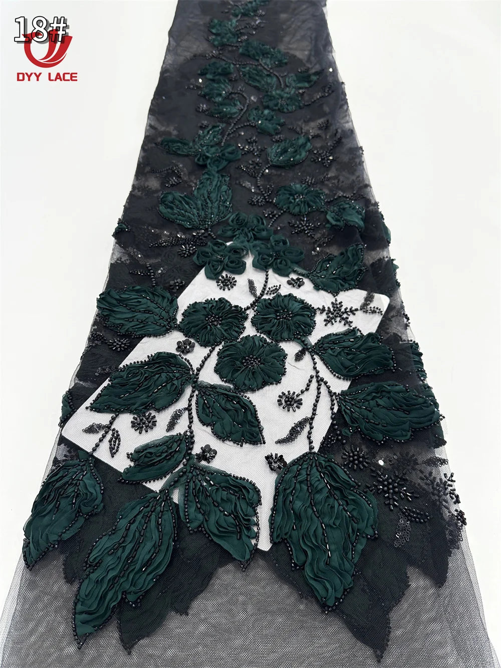 5 Yards African Lace Fabric 2025 High Quality French 3D Flower Sequins Embroidery Beads Tulle Lace Fabric For Party Dress