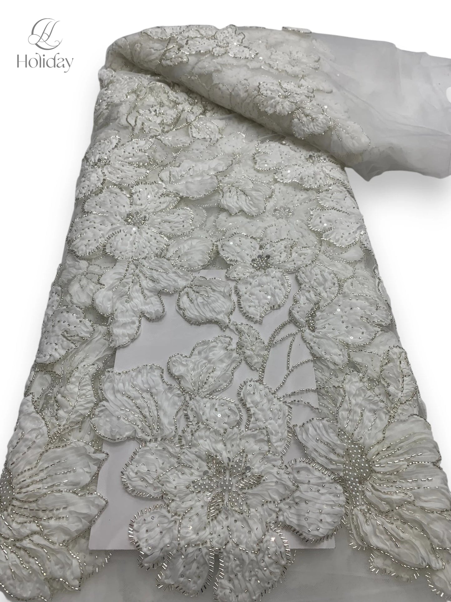 African Chiffon Tulle Lace Fabric French Luxury Sequins Beads Mesh Lace Fabric Nigerian For Woman Evening Clothes Dresses