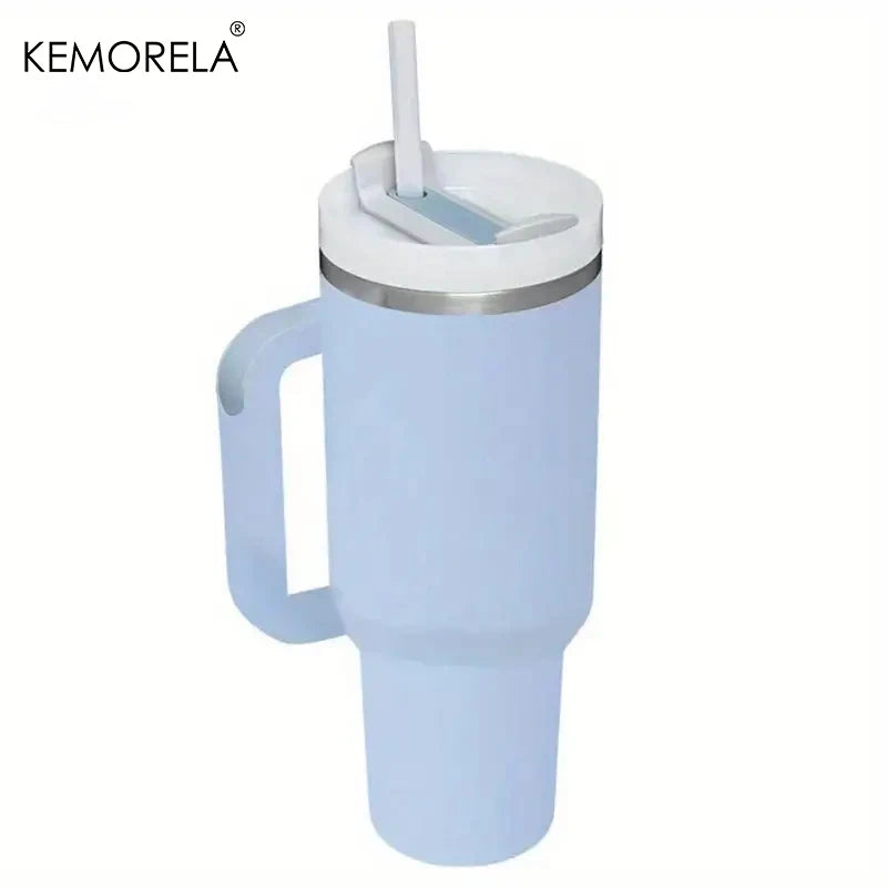 KEMORELA Tumbler With Handle Lid Straw Stainless Steel Water Bottle 887/1182ML Vacuum Thermos Cup Travel Car Coffee Mug