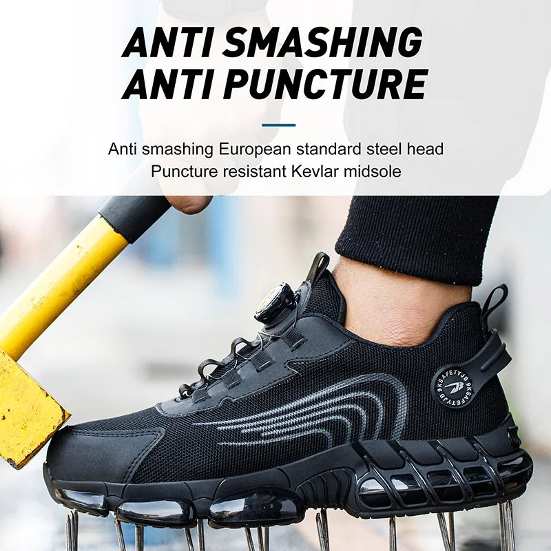 Unisex Rotating Button Puncture-Proof Protective shoes