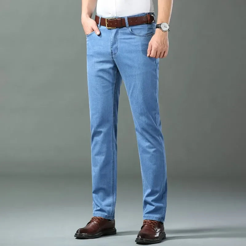 Ice Silk Thin Denim Jeans For Men