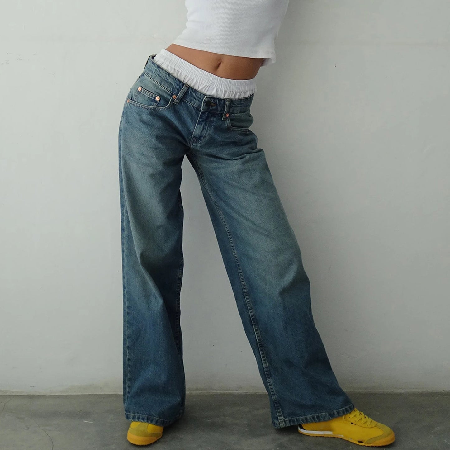 Baggy Trendy Denim Pants with Pocket